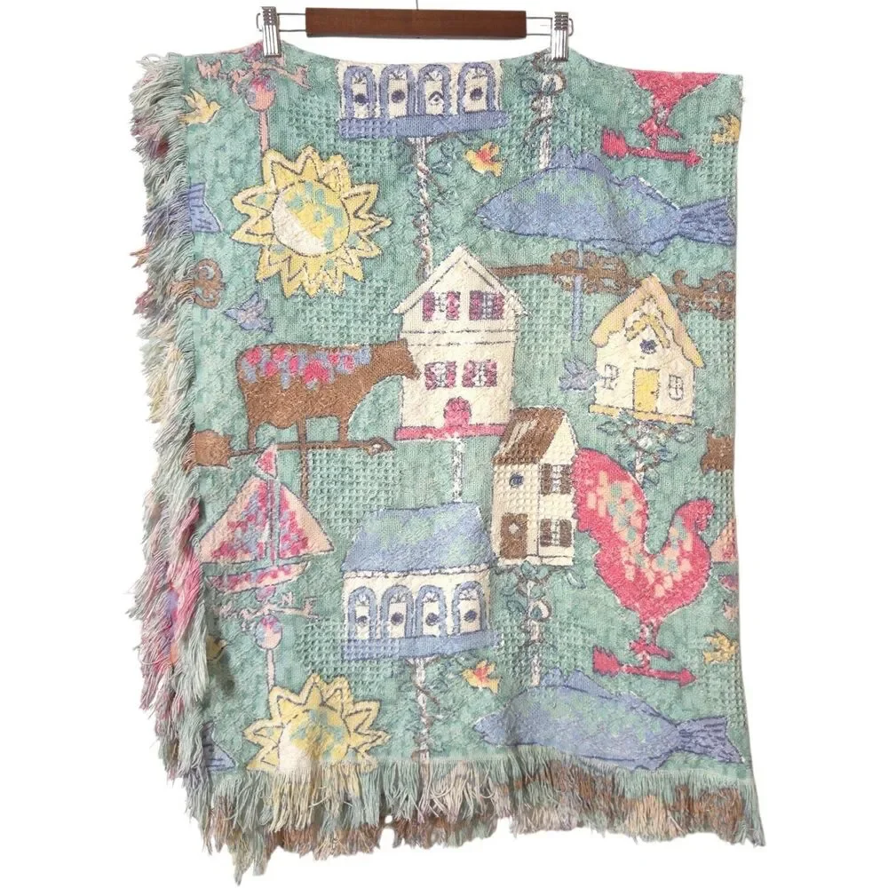 CROWN CRAFTS Blanket Throw Country Farmhouse Rooster Barn 62” X 48”